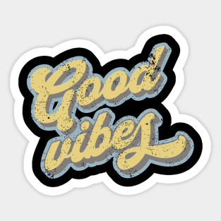 Good Vibes" Retro Font Tee with Vintage Yellow, Gray, and Baby Blue Outlines Sticker